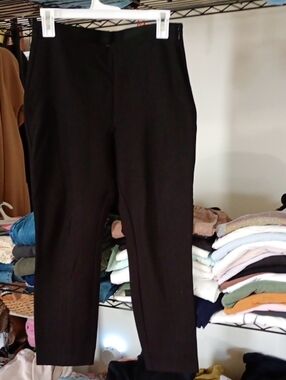 Quince Black Pants with Subtle Gold Logo